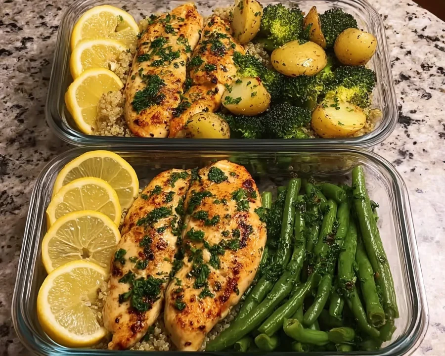 Healthy Lemon Garlic Chicken Meal Prep Bowls