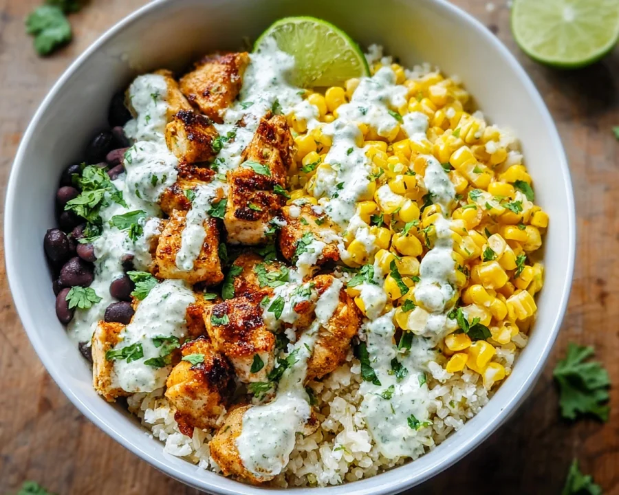 High-Protein Street Corn Chicken Bowl Meal Prep