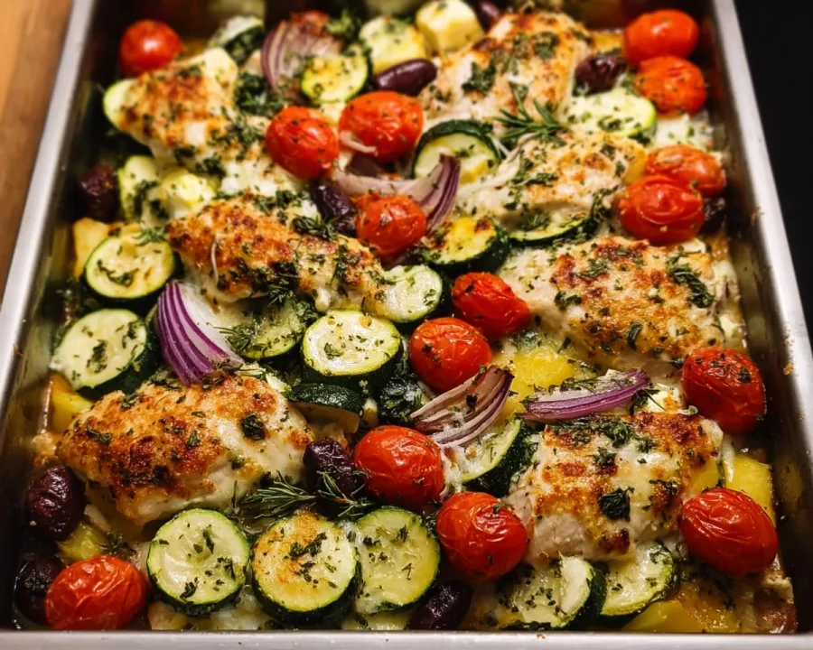Mediterranean Chicken Zucchini Bake | One-Pan Healthy Meal