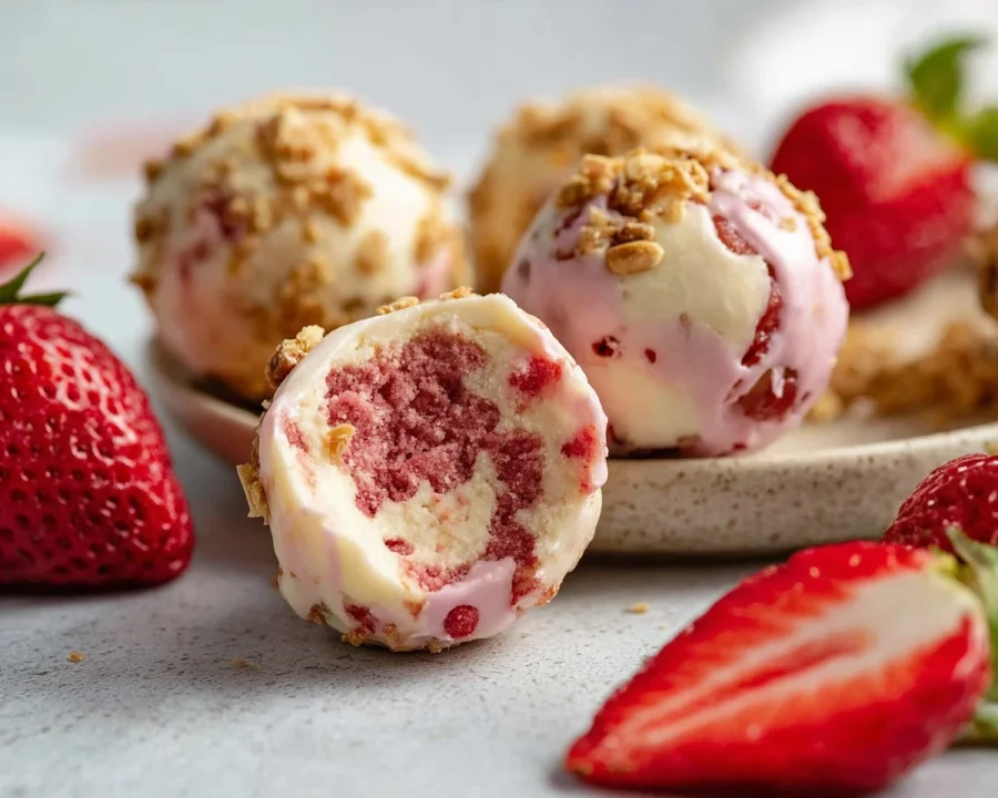 Strawberry Cheesecake Protein Balls: No-Bake, 8g Protein