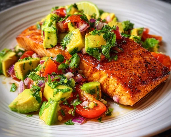 Grilled Salmon with Avocado Salsa - Healthy & Low-Carb