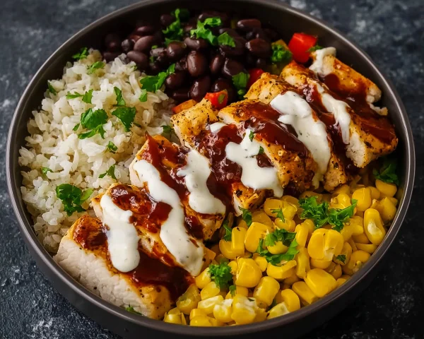 High Protein BBQ Ranch Chicken Bowl | Meal Prep
