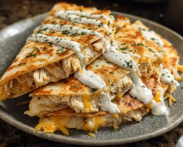 High-Protein Chicken Ranch Quesadilla: Crispy & Low-Carb
