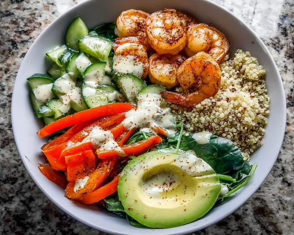 High Protein Shrimp Quinoa Bowl for Meal Prep