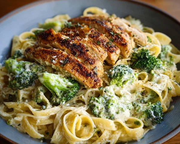 High Protein Skinny Chicken Broccoli Alfredo