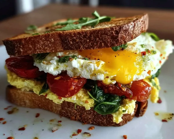 Mediterranean Breakfast Sandwich: Quick, High-Protein