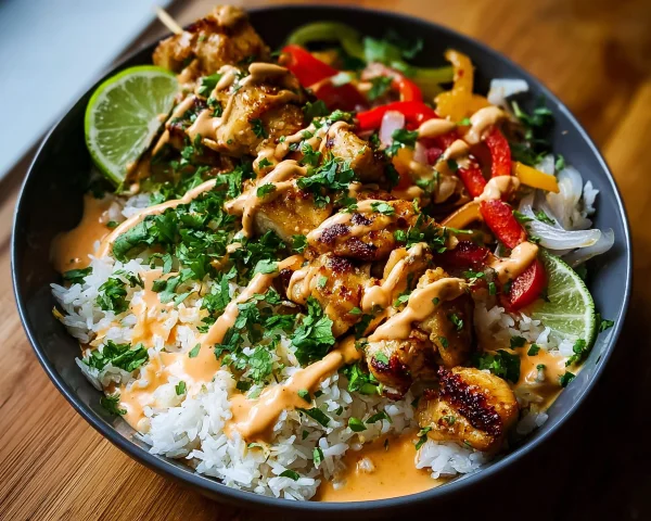 Thai Sweet Chili Chicken Bowl with Coconut Lime Drizzle
