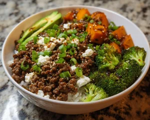 Hot Honey Ground Beef Bowl