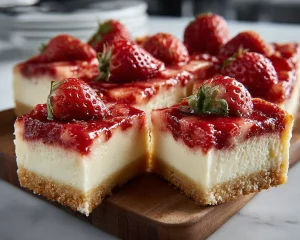 Keto Strawberry Cheesecake Bars