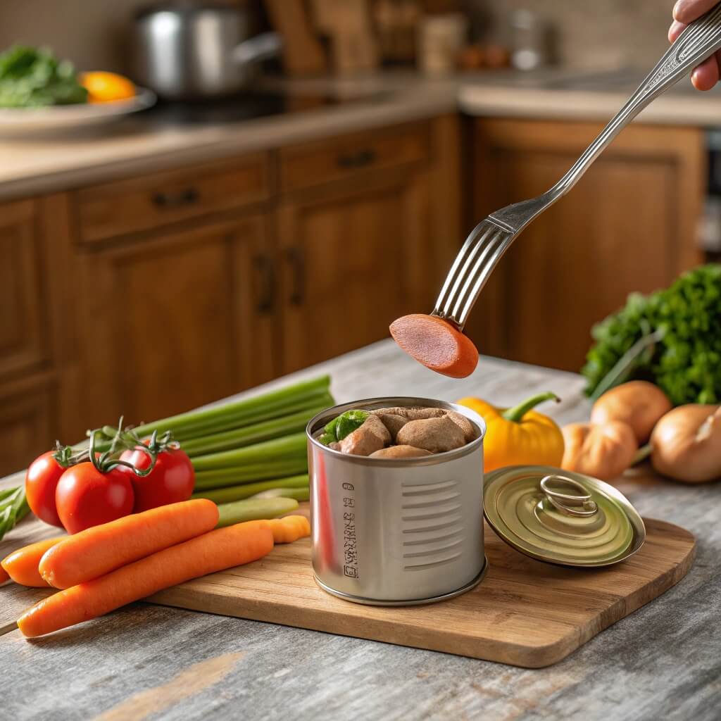 The Ultimate Guide to Vienna Sausage 2 Open can of Vienna sausages with fresh vegetables